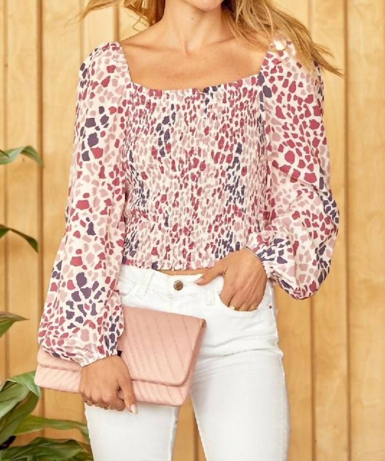 Andree By Unit - Emily Wonder Colorful Leopard Smocked Top