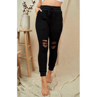 White Birch - Distressed Drawstring Waist Jogger Pants - Plus