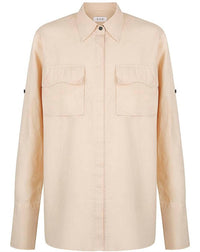 S/W/F Women's Utilitarian Shirt in beige - women's long sleeve top - detail view