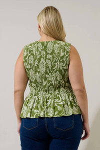 Sugarlips - Olivia Floral Smocked Peplum Top - Plus