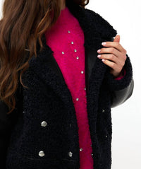 Esqualo - Faux Leather Sleeves Jacket