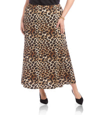 Karen Kane Side-slit Midi Skirt - Plus in leopard - women's skirt