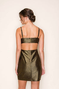 B.right Sleeveless Mini Dress in gold - women's dress - detail view
