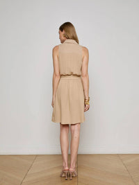 L'Agence Cosima Military Mini Dress in almond - women's dress - alternate view