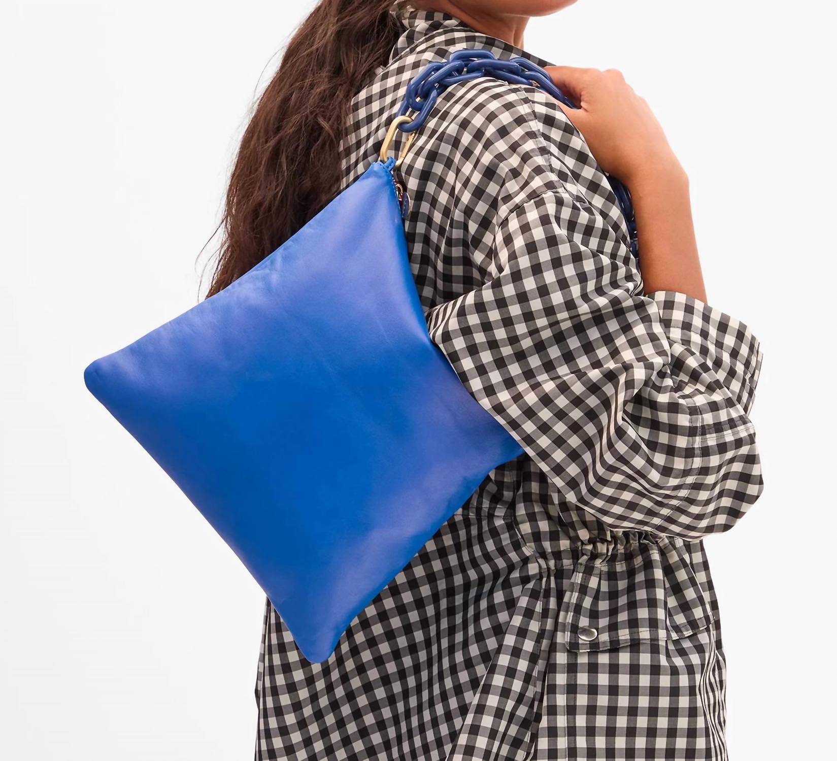 Clare V. Foldover Clutch in electric blue - women's bag - alternate view