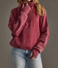 Panache - Cropped Quarter Zip Sweatshirt