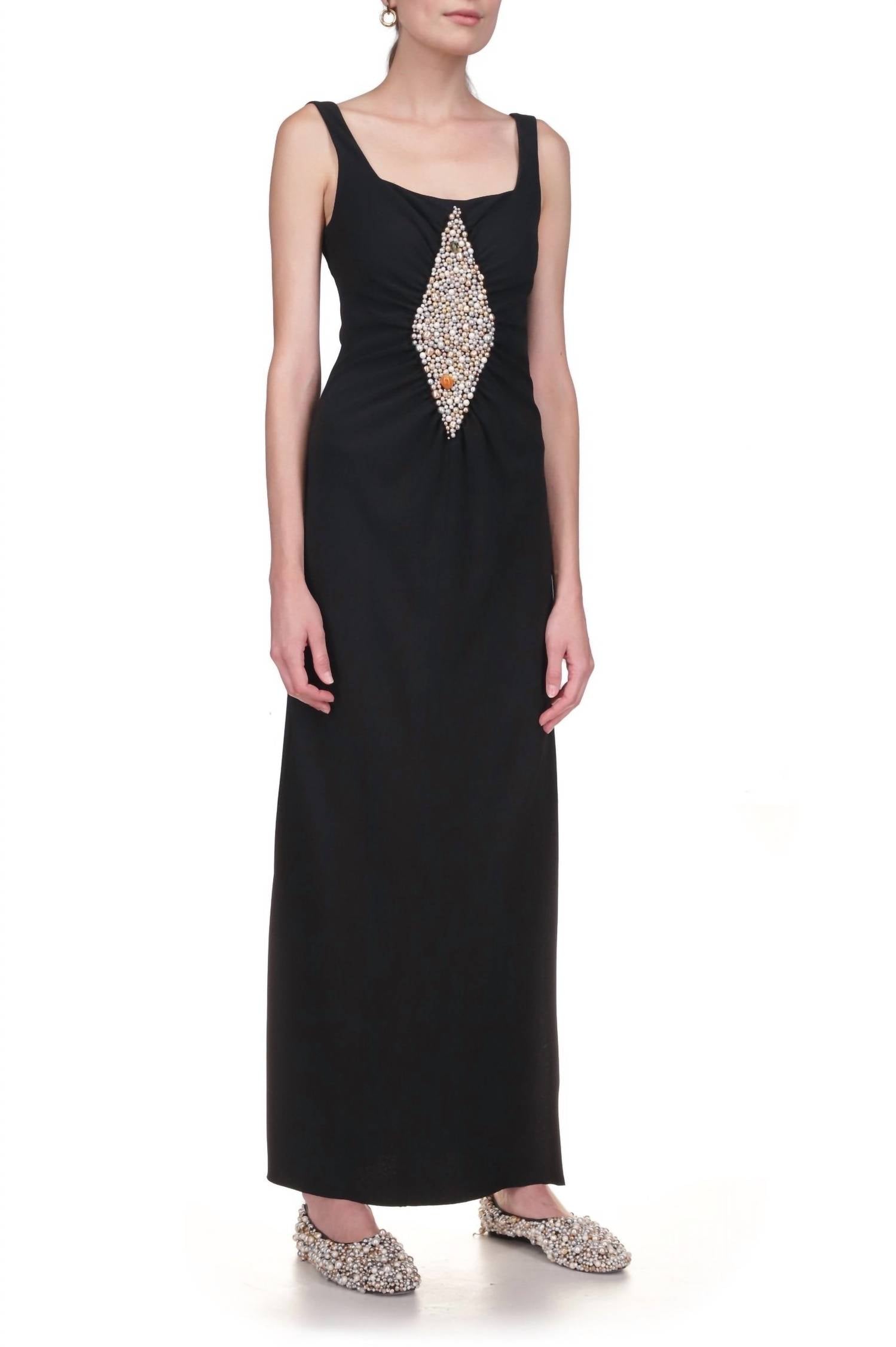 Marina Moscone - Sleeveless Square Neckline Maxi Dress