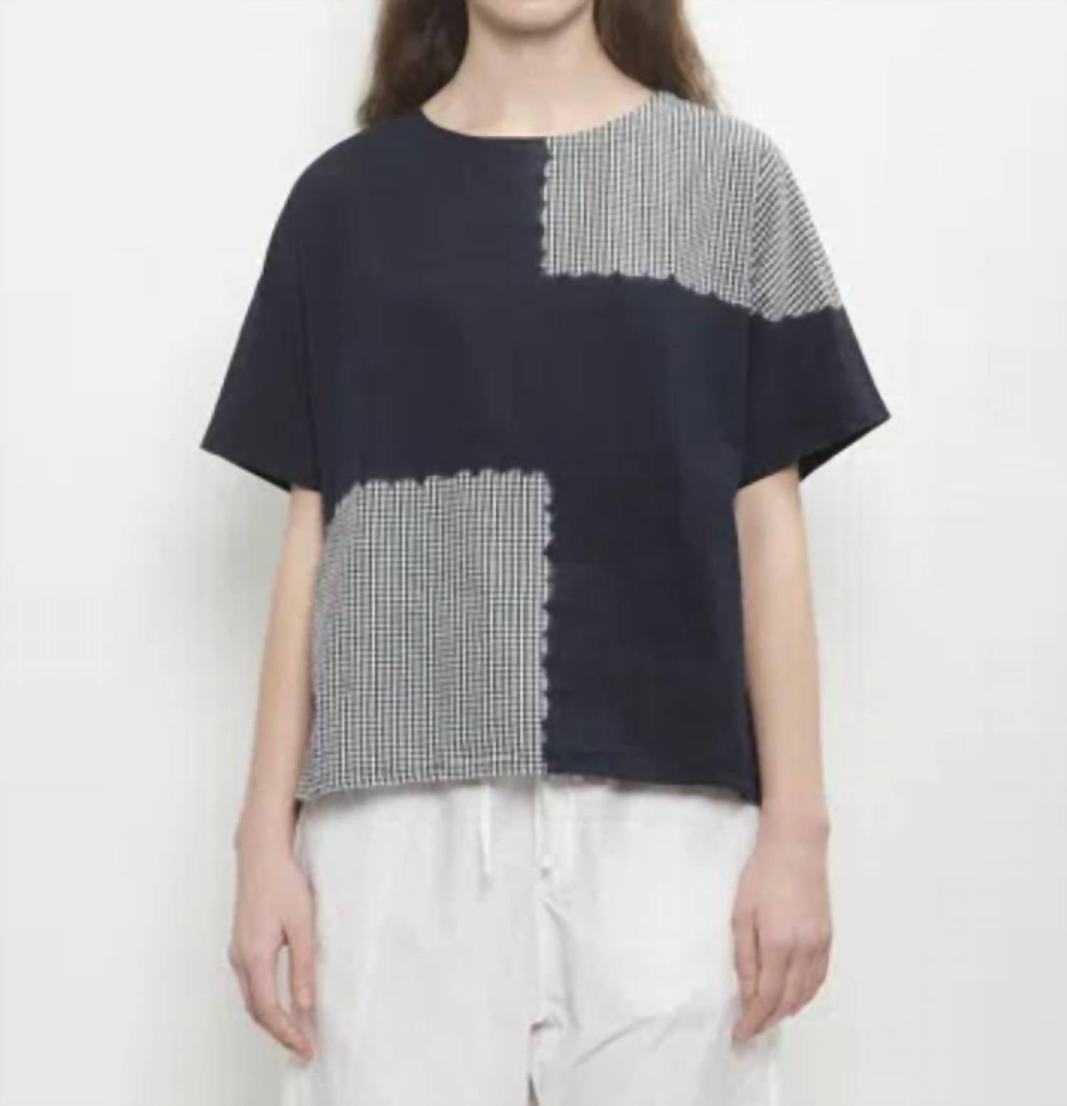 Suzusan - Women's Cotton Gingham Check Woven T-shirt