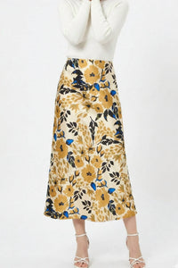 Miss Sparkling - Women's Satin Floral Print Skirt