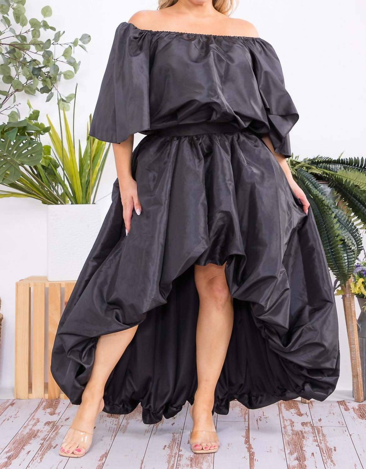 Karen Kane - Off The Shoulders Top And Hi-lo Skirt Set