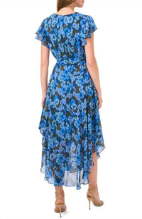 Vince Camuto - Floral Handkerchief Hem Midi Dress