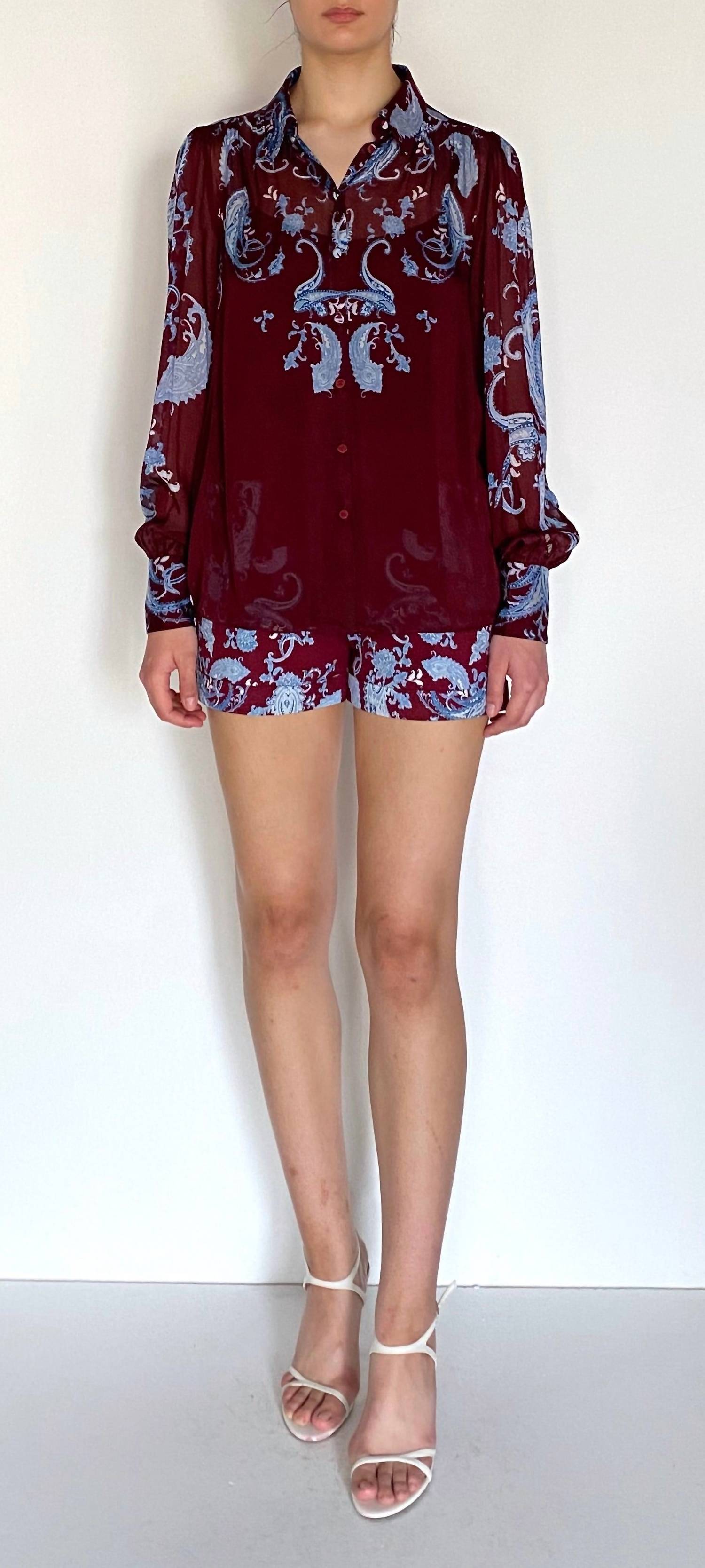 HEMANT & NANDITA Hiba Button Down Shirt in merlot - women's shirt