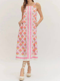 Entro - Floral Contrasting Stripe Midi Dress