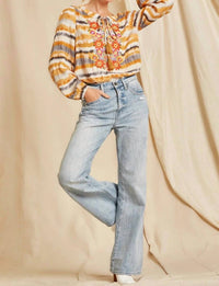 Andree By Unit - Tie Dye Floral Embroidered Top