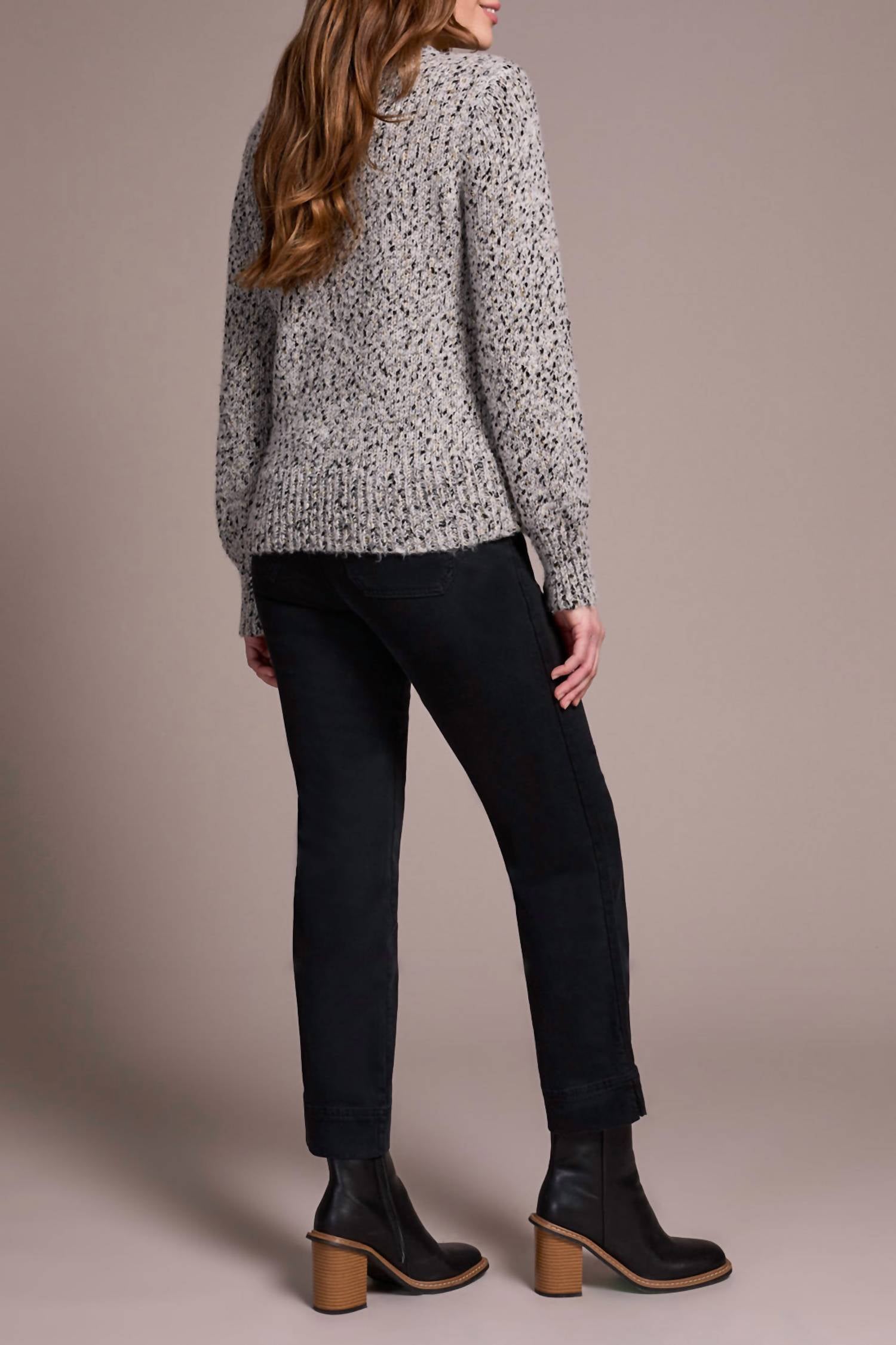TRIBAL Novelty Mockneck Sweater in onyx - women's sweater - detail view