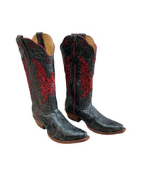 Johnny Ringo Men's Leather Cowboy Boots in barn black and red - men's boots