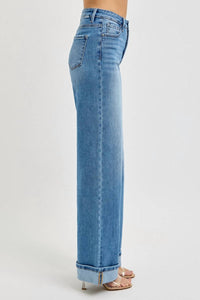 RISEN Sucre 75 Tummy Control High Rise Wide Cuffed Jeans in medium wash - women's jeans - view 5
