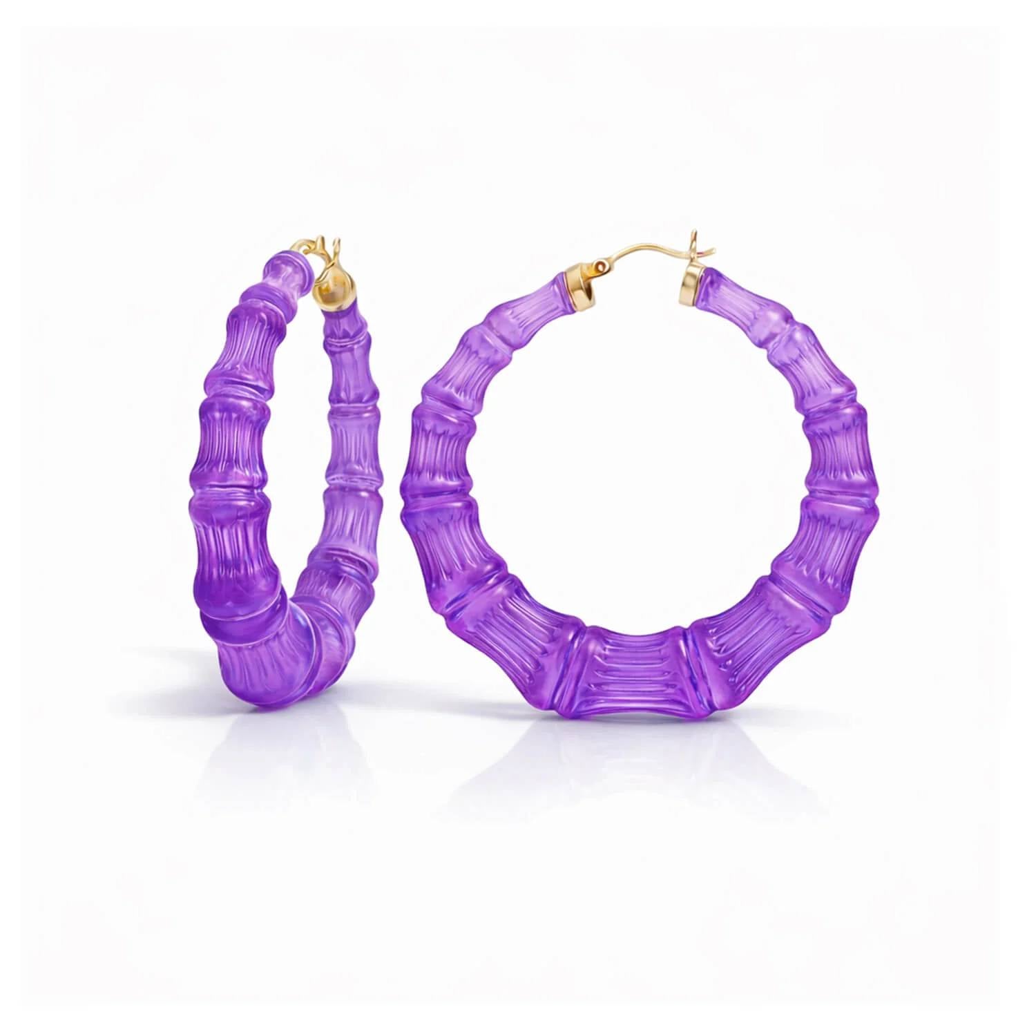 Gold & Honey - Women's Lucite Bamboo Hoop Earrings