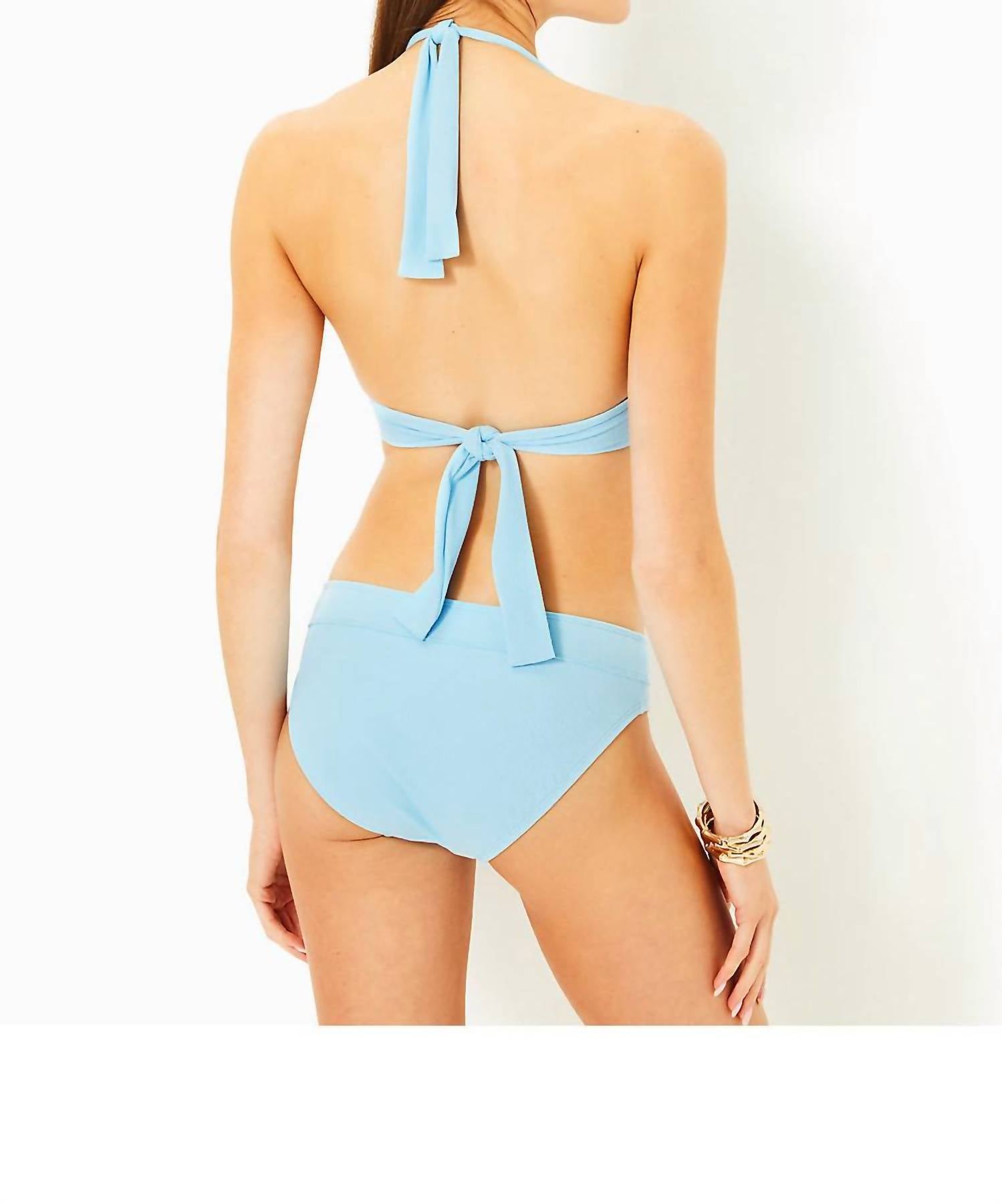 Lilly Pulitzer Orea Bikini Bottom in hydra blue 1 - women's swimwear - detail view