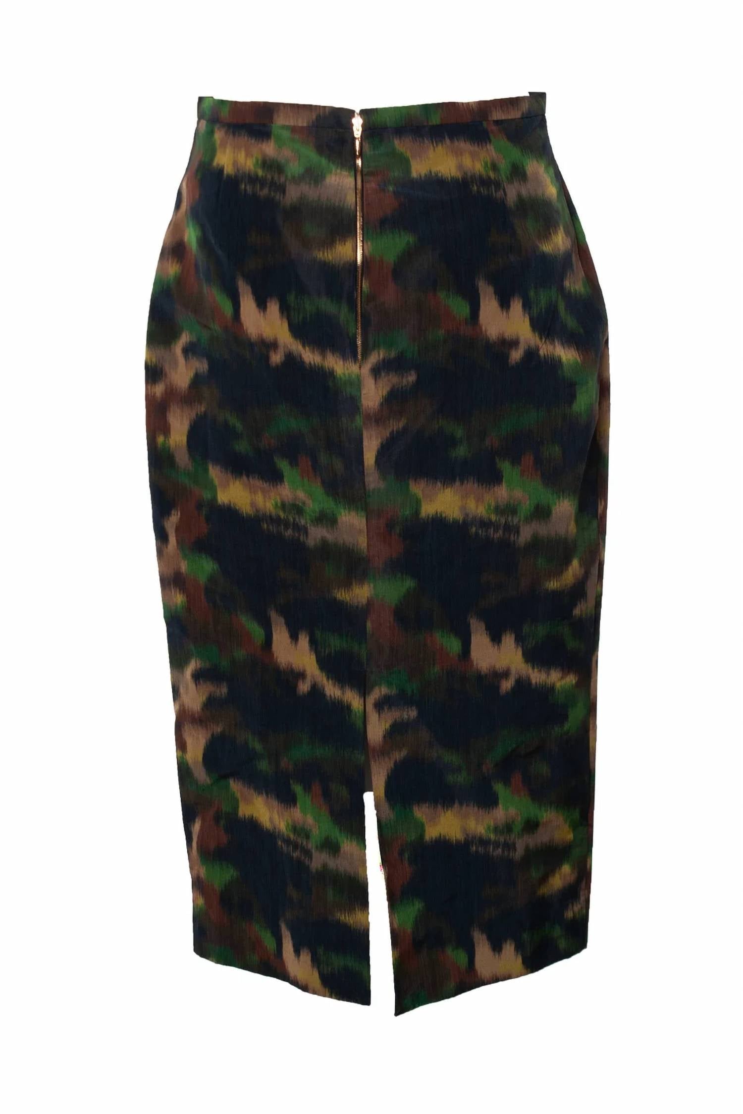 Rochas - Pre-loved Women's Paris Camouflage Printed Midi Skirt