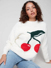 Charlie B - Cherry Fuzzy Drop Shoulder Sweater