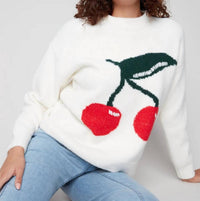Charlie B - Cherry Fuzzy Drop Shoulder Sweater