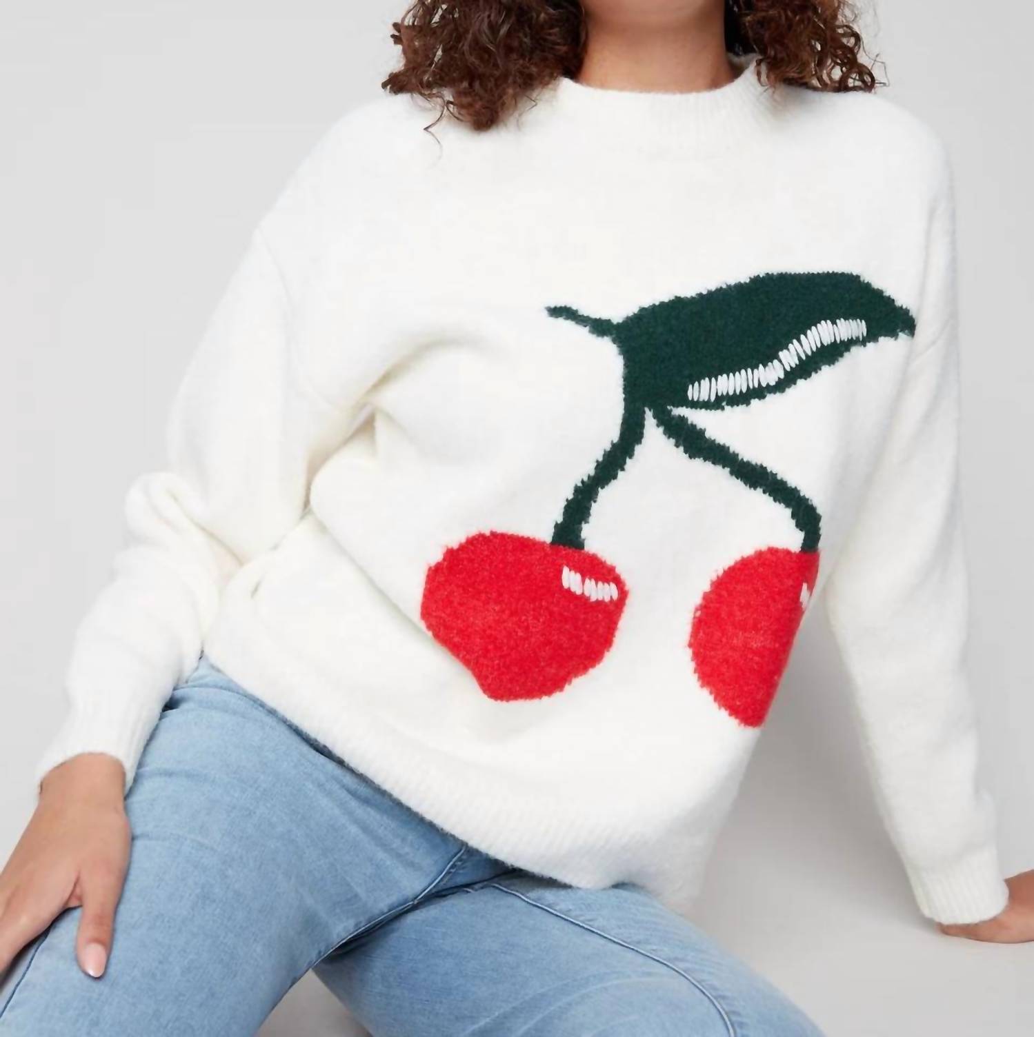 Charlie B - Cherry Fuzzy Drop Shoulder Sweater