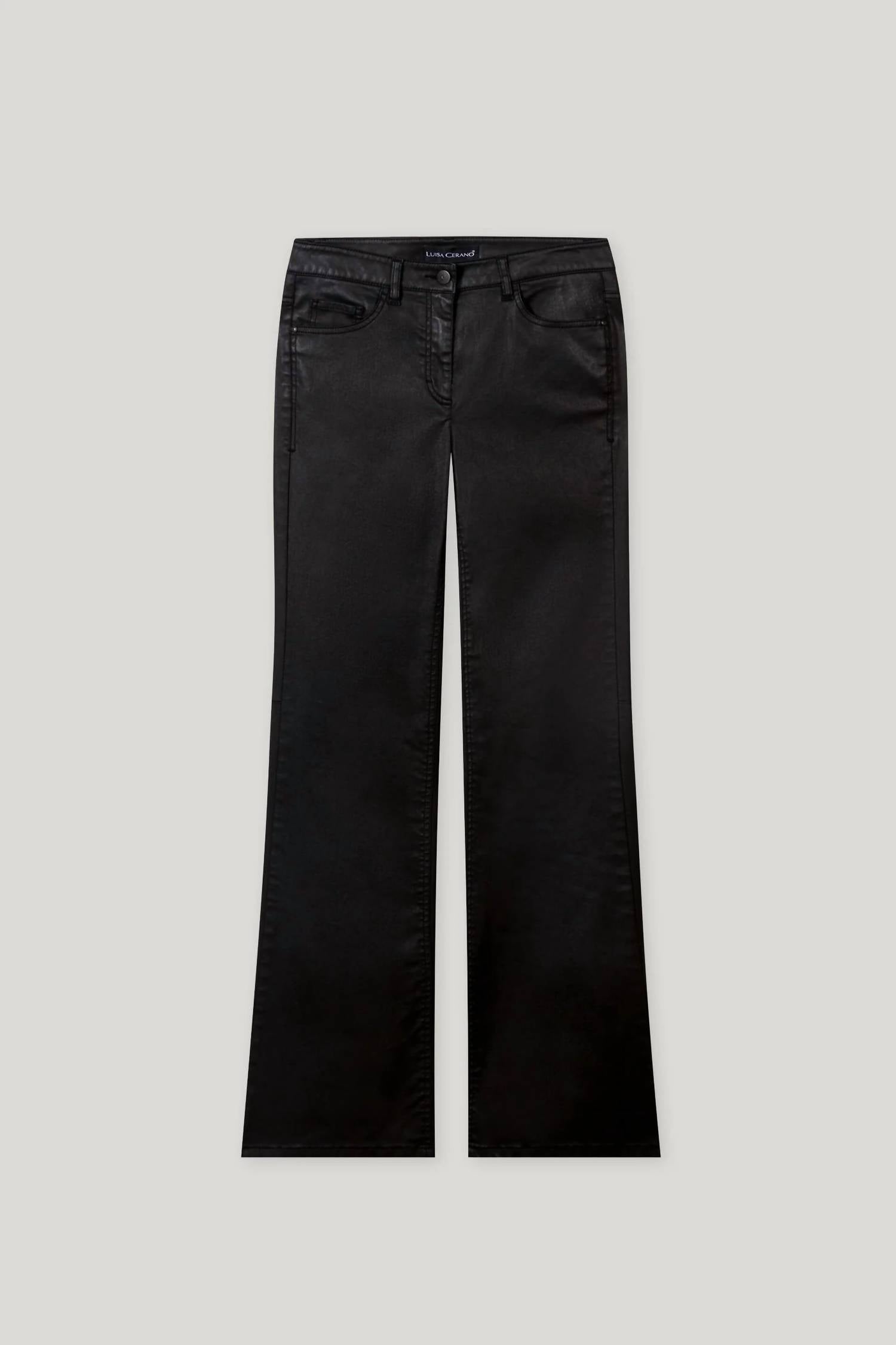LUISA CERANO Leather Look Flared Pants in black - women's pants - view 5