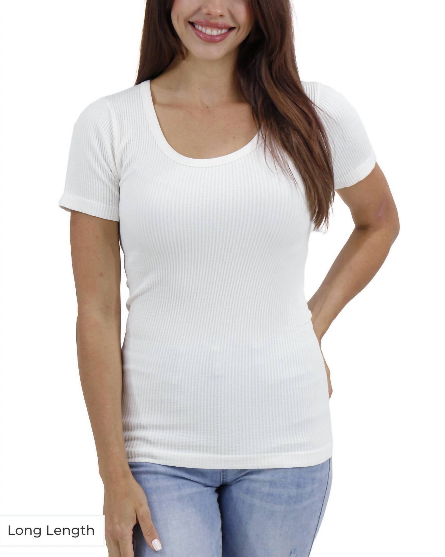 Grace and Lace Short Sleeve Knit Top in ivory - women's t-shirt