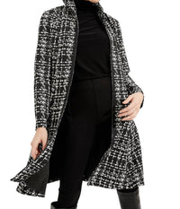Joseph Ribkoff Plaid Knit A-line Swing Dress in black white - women's dress