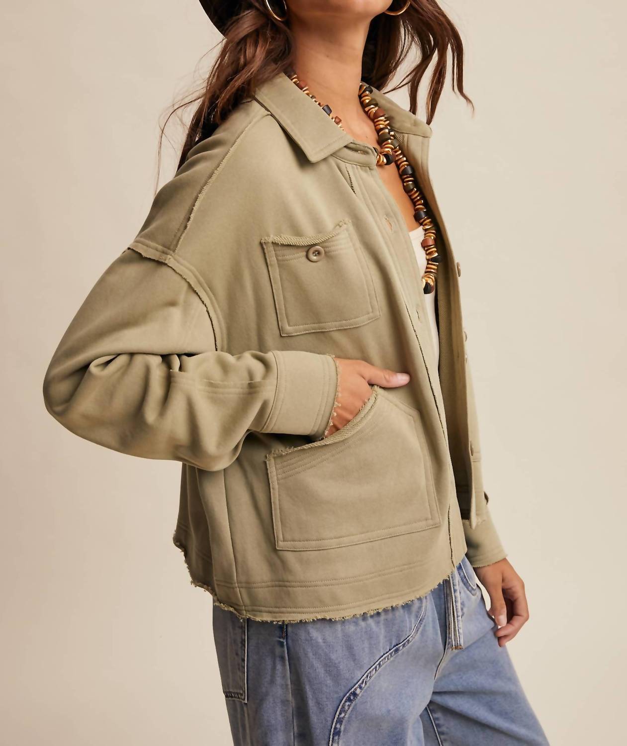 Listicle - Washed Knit Utility Shacket