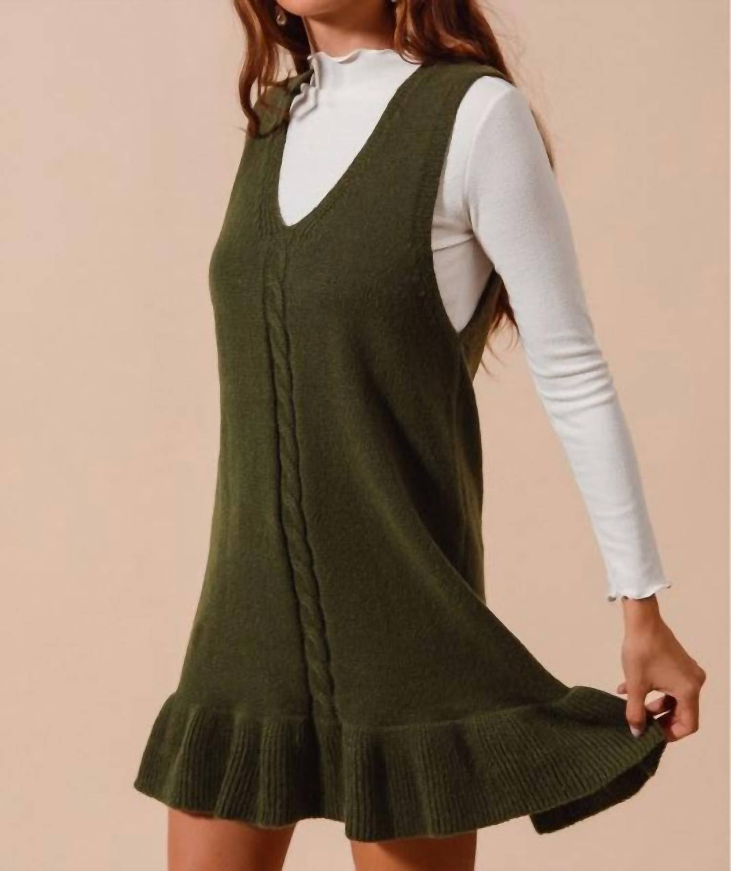 So Me - Sleeveless Ruffle Hem Rib Knit Dress