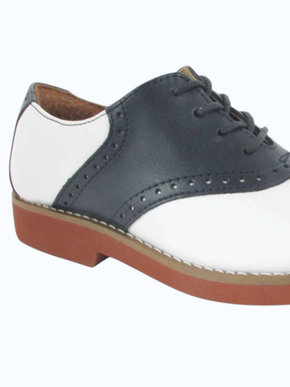 School Issue Girl's Upper Class Shoes in white navy - kids' shoe - detail view