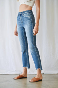 Mica Denim - Super High Straight Leg Jeans With Step Hem
