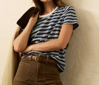 Faherty Sunwashed Essential Tee in harbor haze stripe - women's t-shirt - view 5