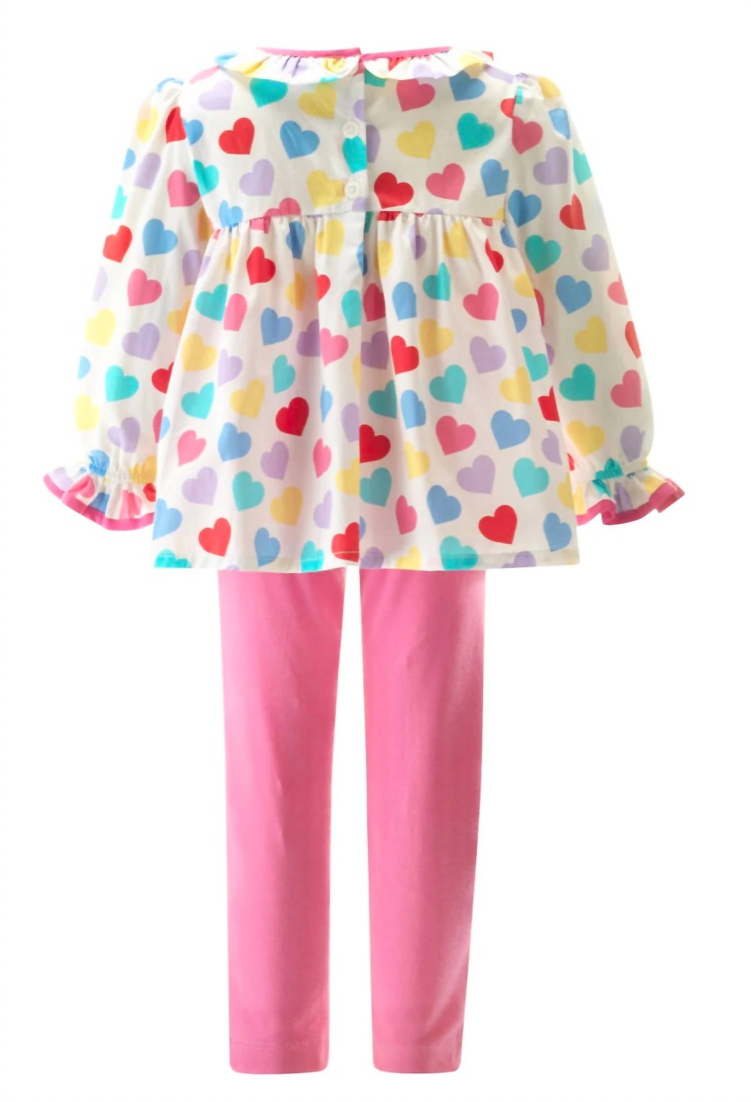 Rachel Riley Girls Confetti Hearts Legging Set in pink - item - detail view