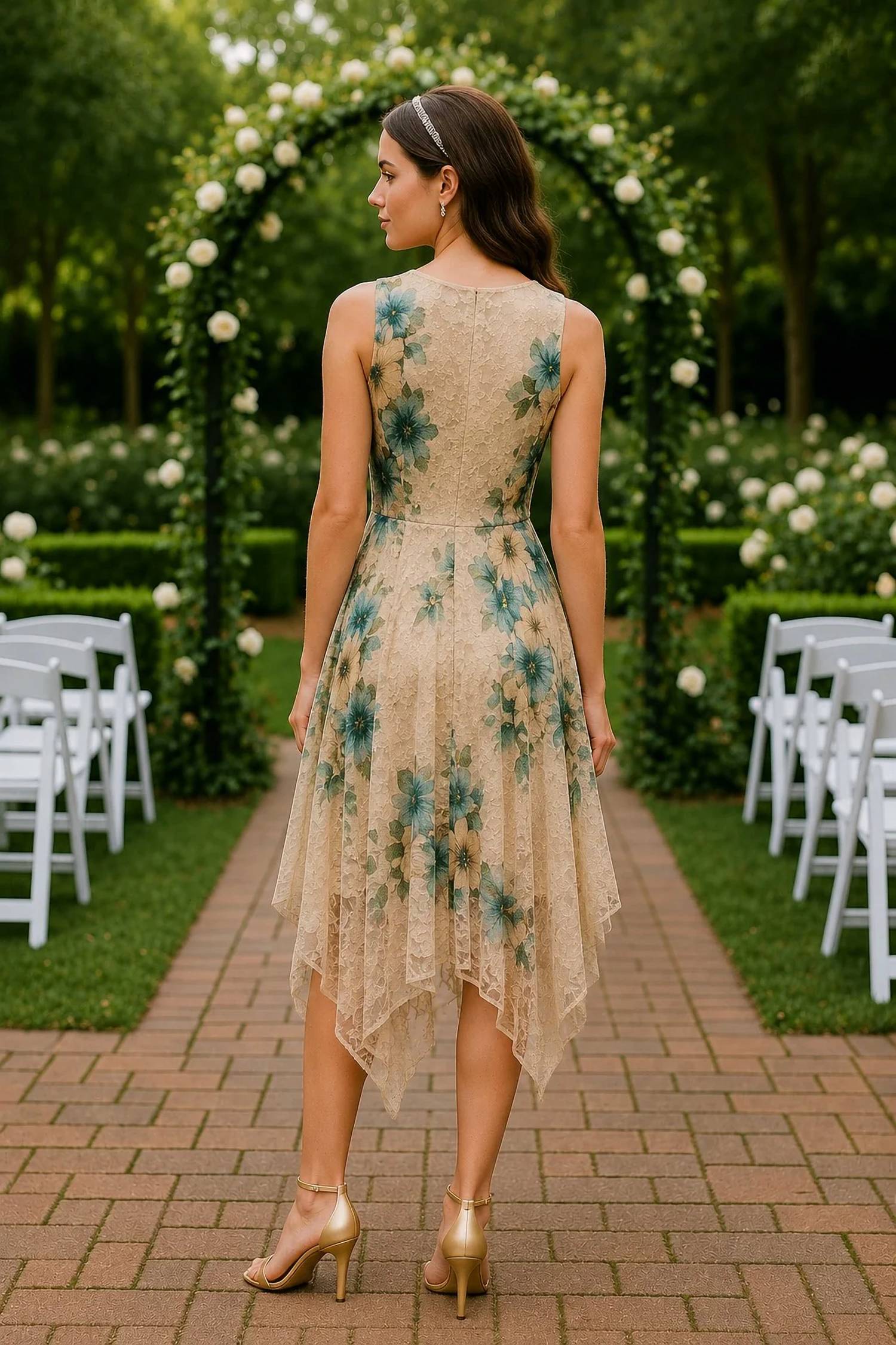 Origami - Apparel Whimsical Sleeveless Lace Midi Dress