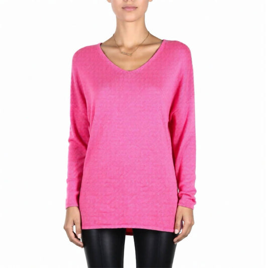 Caroline Grace - Cotton Cashmere V Neck Tunic Sweater