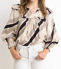 Karlie - Stripe Puff Sleeve Top