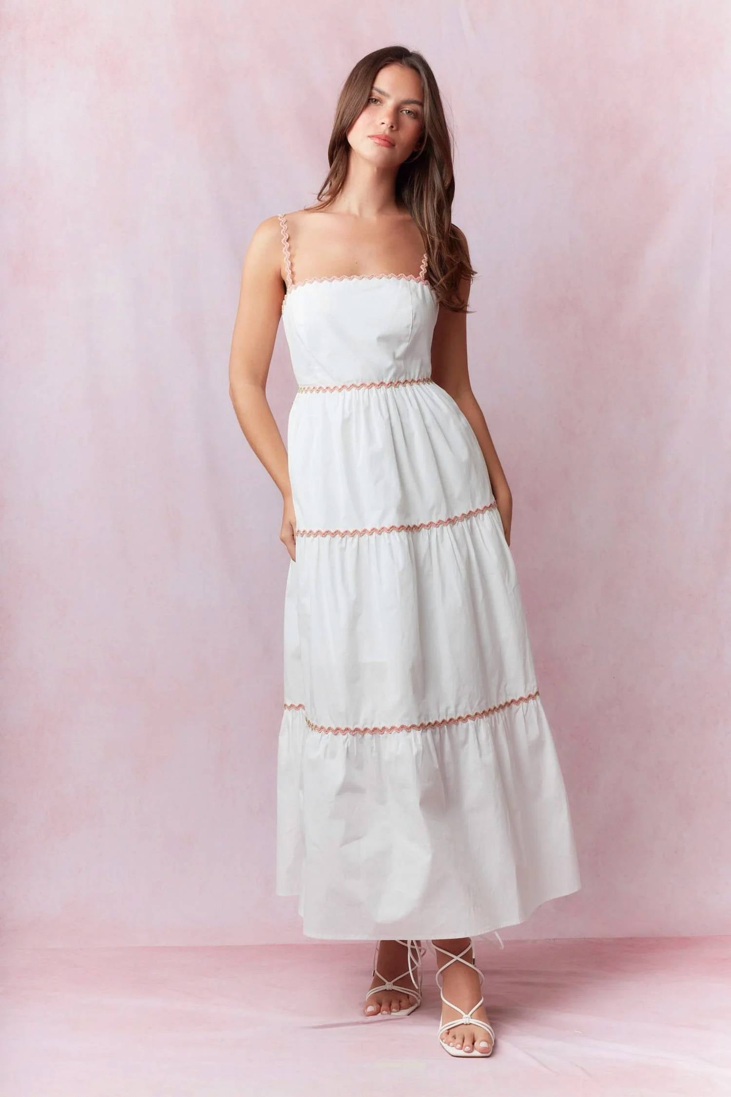 Peach Love - RIC RAC TRIM DETAIL SLEEVELESS MIDI DRESS
