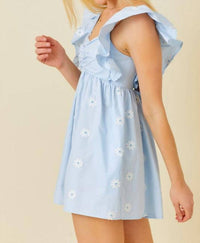 Main Strip - Flower Embroidery Babydoll Romper