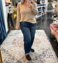 Listicle Keep It On Long Sleeve Button Down Top in taupe - women's blouse - alternate view