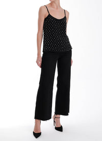 Karina Grimaldi Chloe Beaded Top in black 1 - women's tank top - detail view