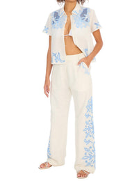 ALLISON NEW YORK Rowen Top in blue white - women's shirt - view 7