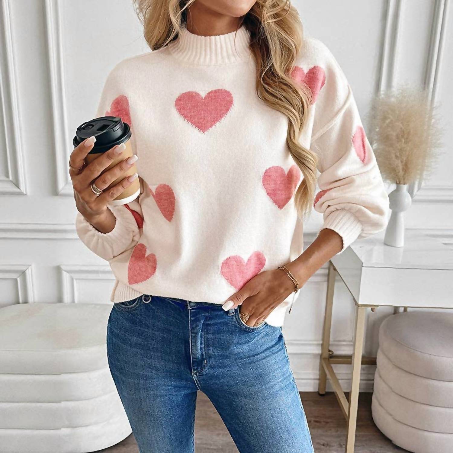 Lovesoft - Heart Long Sleeve Knit Sweater