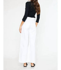 KanCan Mara Ultra High Rise 90's Wide Leg Jeans in white - women's pants - detail view