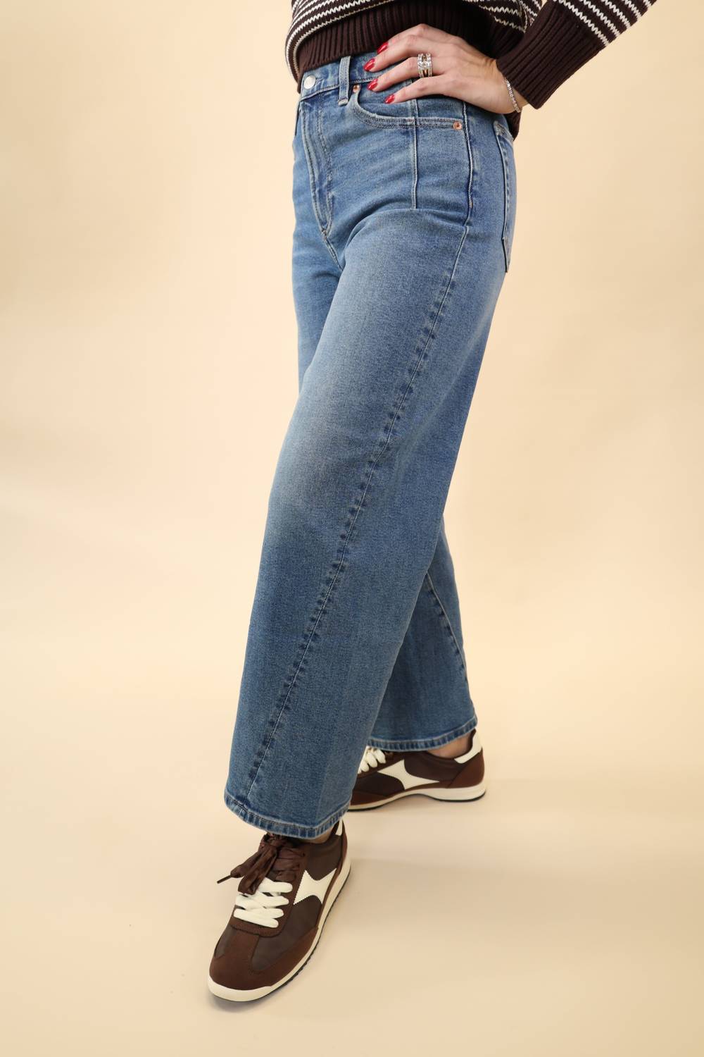 PISTOLA Kyra Ankle High Rise Bowed Leg Jeans in soho - women's jeans - alternate view