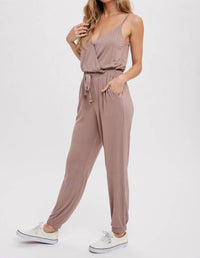 Bluivy - Surplice Casual Jersey Jumpsuit