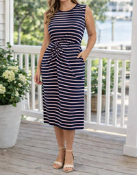 Skies Are Blue - Dockside Stripe Midi Dress