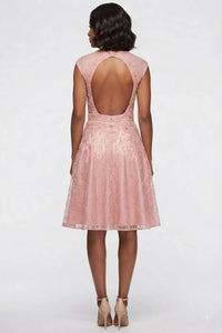 Sue Wong - Women's Cap Sleeve Cutout Back Floral Party Dress